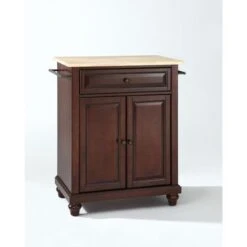 Crosley Cambridge Wood Top Portable Kitchen Island/Cart - 18"d X 31"w X 35"h - Brown - Wood - Portable
