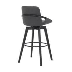 Baylor 30" Gray Faux Leather And Black Wood Swivel Bar Stool -Gourmet Interiors e371df9d 4126 42fb 95d9 ac62555be5e1