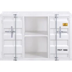 Metal Frame Server With 2 Open Compartments In White Finish - White -Gourmet Interiors e3926133 9775 4e0d 8d22 29a12a21cdf3