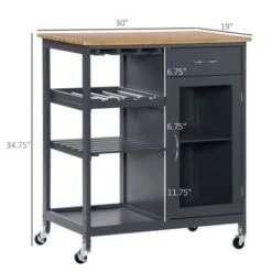 HOMCOM Utility Kitchen Cart, Rolling Kitchen Island Storage Trolley - White 23 HOMCOM Utility Kitchen Cart, Rolling Kitchen Island Storage Trolley - White -Gourmet Interiors e439cb7e e9e8 4a32 a30d b4cc8ab73024