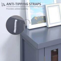 HOMCOM Modern Kitchen Sideboard, Buffet Cabinet With Storage, 4 Glass Doors, Adjustable Shelves For Living Room, Bedroom - N/A - Grey -Gourmet Interiors e4635a53 19d5 4837 b33c d94f3350a156