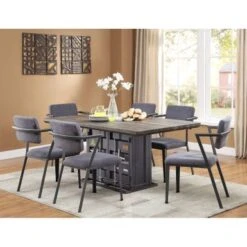 ACME Cargo Dining Table In Antique Walnut & Gunmetal -Gourmet Interiors e468844c 118e 48b9 937c 23edf44510dc