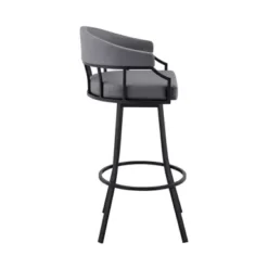 Valerie 30" Swivel Slate Grey Faux Leather And Black Metal Bar Stool -Gourmet Interiors e471bef9 3a20 4fd9 8af5 f147f9789e94