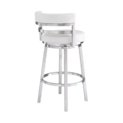 Titana 30" Bar Height Swivel White Faux Leather And Brushed Stainless Steel Bar Stool -Gourmet Interiors e47ec28b 3744 4249 bc98 68a071c45fad
