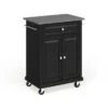 Compact Black Wood And Stainless Steel Portable Kitchen Island - N/A - Kitchen Cart - Wood - Black -Gourmet Interiors e4d32a31 b7eb 4759 bfd7 dfe173e80140