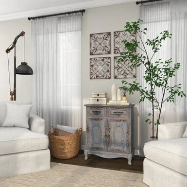 Gray Wood Intricately Carved Vintage Cabinet - Grey - Dresser 9 Gray Wood Intricately Carved Vintage Cabinet - Grey - Dresser - Image 7