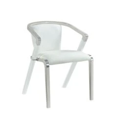 Somette Modern Arm Chair With Steel & Solid Acrylic Frame, Set Of 2 - Set Of 2 - White - Dining Height -Gourmet Interiors e52b32a4 5fa5 4f6e a486 3be434aeaf40