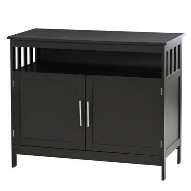 HOMCOM Kitchen Console Table, Buffet Sideboard, Wooden Storage Table With 2-Level Cabinet And Open Space - Grey 14 HOMCOM Kitchen Console Table, Buffet Sideboard, Wooden Storage Table With 2-Level Cabinet And Open Space - Grey - Image 12