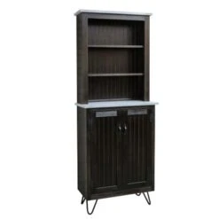 78-inch Tall Lodge Style China Cabinet With 3 Display Shelves, 2 Doors, And 4 Legs - Espresso Top & Base -Gourmet Interiors e5cf901e b495 4789 ad90 9f3028e0b2f0