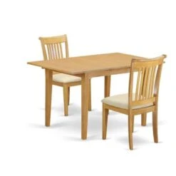 East West Furniture Dinette Table Set - Dining Table And Kitchen Dining Chairs - Oak Finish (Pieces & Seat Type Options) - NOPO3-OAK-W -Gourmet Interiors e5e99ec6 21fa 4ce7 927e 101b09873860