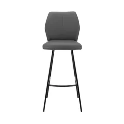 Tandy Gray Faux Leather And Black Metal 30" Bar Stool -Gourmet Interiors e5f3123d 4249 4850 a2e7 d101ecc68d7b