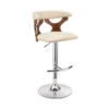 Ruth Adjustable Swivel Cream Faux Leather And Walnut Wood Bar Stool With Chrome Base -Gourmet Interiors e60312ef b4a5 4df8 a593 191b4b985c08