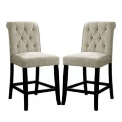 Set Of 2 Dining Chair In Beige And Antique Black - Counter Height - Counter Height - 23-28 In. -Gourmet Interiors e69362b6 8c7d 41ef ad3e c5c85322fa87