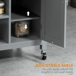 HOMCOM Compact Kitchen Island Cart On Wheels, Rolling Utility Trolley Cart With Storage Shelf & Drawer For Dining Room - Grey -Gourmet Interiors e6d057ac 3462 49d9 81b4 f95d5181a276
