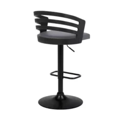 Adele Adjustable Height Swivel Grey Faux Leather And Black Wood Bar Stool With Black Base -Gourmet Interiors e757b426 6ba6 4902 b64d c9d11bebf692