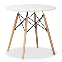 Baxton Studio Varen Modern And Contemporary White Plastic And Wood Dining Table - White