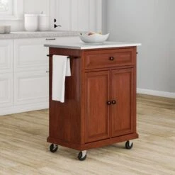 Compact Stainless Steel Top Cherry Portable Kitchen Cart - N/A - Kitchen Cart - Wood - Cherry -Gourmet Interiors e77a8835 7502 4dbd bc57 5549f164bfcb