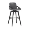 Baylor 30" Gray Faux Leather And Black Wood Swivel Bar Stool -Gourmet Interiors e79e0c91 4bed 41e9 8408 0bae10319383