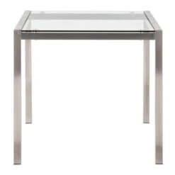 Silver Orchid Forrest Square Dining Table - Clear Glass/Stainless Steel