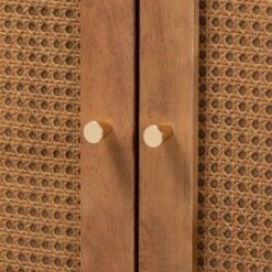 Baxton Studio Ramiel Mid-Century Modern Ash Walnut Finished Wood And Rattan 1-Drawer Sideboard - Natural Brown, Gold -Gourmet Interiors e82fb7cb 977a 4d23 a119 6a8e928d9b26