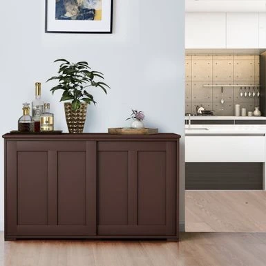 Copper Grove Okhangaron Wooden Storage Cabinet With Sliding Doors - Brown 5 Copper Grove Okhangaron Wooden Storage Cabinet With Sliding Doors - Brown - Image 3