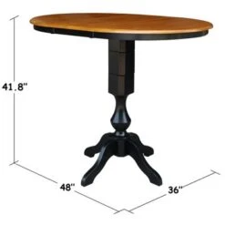36" Round Top Pedestal Table With 12" Leaf - Black/Cherry - Counter Height -Gourmet Interiors e89d63ec bf4b 42d9 92c5 e66c5a76344d