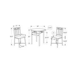 Dining Table Set/ 3pcs Set/ Small/ 30" Round/ Kitchen/ Metal/ Laminate/ Grey Marble Look/ Black/ Transitional -Gourmet Interiors e8d7cc84 1402 41fd 8f32 a4ba6bab46be