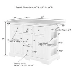 Julia Grey Stainless Steel Top Kitchen Island - 50 "W X32 "D X 36 "H - Stationary - Gray - Stainless Steel -Gourmet Interiors e92fbf2c b76c 4f67 8dc1 c953f9a820b2