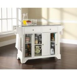 LaFayette Solid Granite Top Kitchen Island In White Finish - Stationary - White -Gourmet Interiors e98cda31 1848 44a9 bb49 6c2a07cecb20