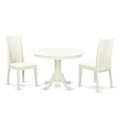 East West Furniture Hartland Dining Set - A Round 42in Dinette Table & Kitchen Chairs (Pieces & Finish Options) - HLIP5-BMK-W -Gourmet Interiors e9a1c8bf 8505 40cc 9e83 0cab16aa54f8
