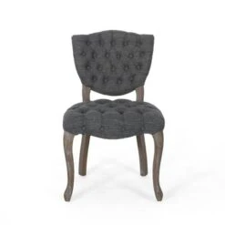 Crosswind Diamond Stitch Fabric Dining Chair By Christopher Knight Home - Charcoal/Brown Wash Finish -Gourmet Interiors e9df7012 ff69 4bf6 a6b8 8f487a69c8ad