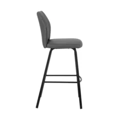 Tandy Gray Faux Leather And Black Metal 30" Bar Stool -Gourmet Interiors e9f13c4d 21b4 499c 9a07 4fbfa0073f18
