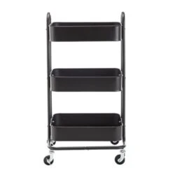3-Tier Metal Utility Cart With Wheels Storage Shelves Organizer - 17.7"x13.7"x31" - Pink -Gourmet Interiors ea21e890 739a 40a8 9a36 9245b7f33bcd