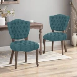 Crosswind Diamond Stitch Fabric Dining Chair By Christopher Knight Home - Charcoal/Brown Wash Finish -Gourmet Interiors ea2cda09 f09e 4c7c 80e2 8483ef45c3d9