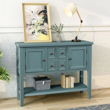 Moda Cambridge Series Buffet Sideboard Console Table With Bottom Shelf - Dark Blue 3 Moda Cambridge Series Buffet Sideboard Console Table With Bottom Shelf - Dark Blue