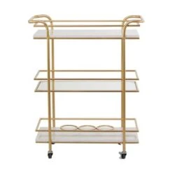Gold Marble Glam Bar Cart - 13.2 X 26.5 X 32.5 - Gold - Iron -Gourmet Interiors ea87be78 5add 4e66 9eaa f318eec74541