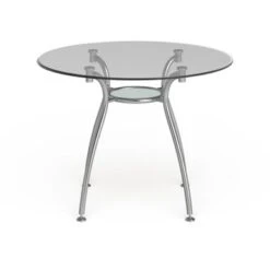 Porch & Den St. Paul Tempered Glass Chrome Round Dining Table - Chome -Gourmet Interiors eaf150f7 2e14 4702 ac76 4fd180d84a5d
