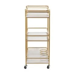 Gold Marble Glam Bar Cart - 13.2 X 26.5 X 32.5 - Gold - Iron -Gourmet Interiors eb4ae29a a9a8 4cd8 a516 21fd814e5b87