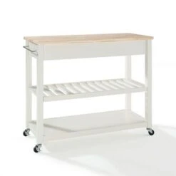 Natural Wood Top Kitchen Cart/ Island With Optional Stool Storage In White Finish - N/A - Kitchen Cart - Wood - White 10 Natural Wood Top Kitchen Cart/ Island With Optional Stool Storage In White Finish - N/A - Kitchen Cart - Wood - White -Gourmet Interiors eb5e623a f68b 4e83 857f 637f1f5bba90