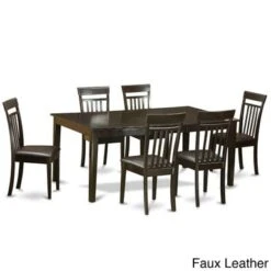 7 Pc Formal Dining Room Set - Dinette Table Featuring Leaf And 6 Dining Chairs - Cappuccino Finish (Seat Type Option) - HECA7-CAP-C -Gourmet Interiors eb9aa412 115e 4d78 9301 ab4afa4a0835