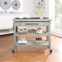 Bridgeford Kitchen Island - Portable - Antique White - Wood -Gourmet Interiors eba05916 0b20 4445 90e9 88281693015b