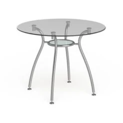 Porch & Den St. Paul Tempered Glass Chrome Round Dining Table - Chome -Gourmet Interiors ebe6e2ab 95f1 4a20 951e e39f3c5af89e