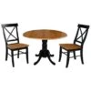 42" Solid Wood Dual Drop Leaf Table With 2 X-Back Chairs - 3 Piece Set - Black/Cherry -Gourmet Interiors ebe8cd28 d9c3 48fa 8312 a036bf528238