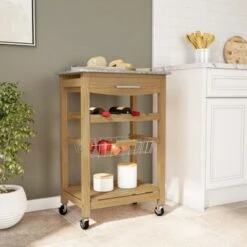 The Gray Barn Natural And Granite Top Island Cart - Granite/Marble/Glass -Gourmet Interiors ebefed5d b028 40f2 b8f6 448f3f267a1e