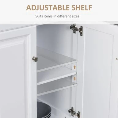 HOMCOM Kitchen Island Cart On Wheels With Extended Counter Drawer Cabinet Towel Racks Versatile Use Natural Wood Top And White - Portable - White - Wood 10 HOMCOM Kitchen Island Cart On Wheels With Extended Counter Drawer Cabinet Towel Racks Versatile Use Natural Wood Top And White - Portable - White - Wood - Image 8