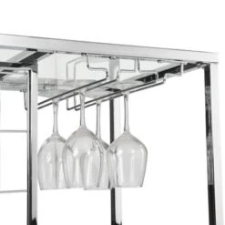 Bar&Serving Cart With Glass Holder And Wine Rack, 3-Tier Kitchen Trolley With Tempered Glass Shelves And Chrome-Finished - Brown 28 Bar&Serving Cart With Glass Holder And Wine Rack, 3-Tier Kitchen Trolley With Tempered Glass Shelves And Chrome-Finished - Brown -Gourmet Interiors ec3ef456 18e6 481e ad1e 581ede460f50