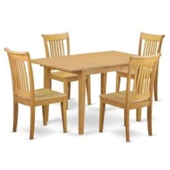 East West Furniture Dinette Table Set - Dining Table And Kitchen Dining Chairs - Oak Finish (Pieces & Seat Type Options) - NOPO3-OAK-W -Gourmet Interiors ec720feb 68bf 475c 8543 56e111adc4bf