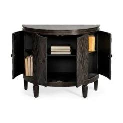 Lennon Dark Brown Fir Veneer W/ 4 Doors Curved Accent Cabinet - 38.5L X 18.5W X 32.3H - Dark Brown -Gourmet Interiors ec825b98 d59f 49c7 9e60 761c95a9c67b