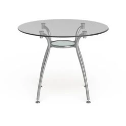 Porch & Den St. Paul Tempered Glass Chrome Round Dining Table - Chome -Gourmet Interiors ec9a82fa e5cb 4bb3 aa39 d2f7508ed456