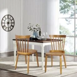 Black Solid Wood Slat Back Windsor Dining Chairs, Set Of 2/4 - 34.06" H X 16.54"W X 16.93"D - Set Of 2 - Blue -Gourmet Interiors eca2b755 6939 4b70 b3ea d0ec5c5e66bb